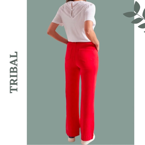 Tribal Jeans Poppy Red Wide Leg Pant 5 Pocket Size 14 - Picture 2 of 9